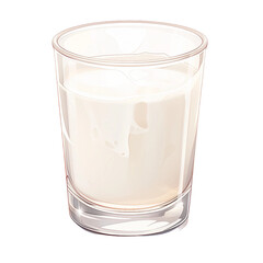 A glass of milk. isolated object, transparent background