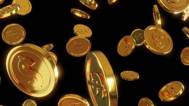 Monedas de oro con fondo negro