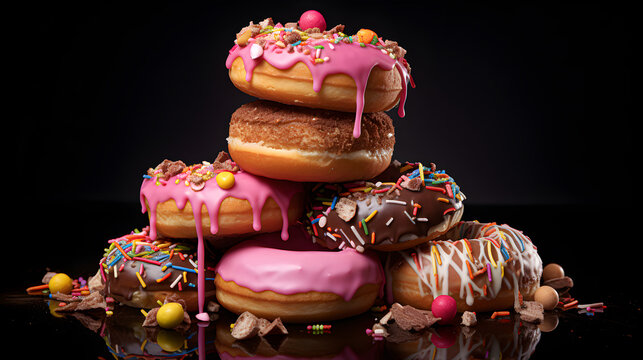 Photo of donuts. Generative AI