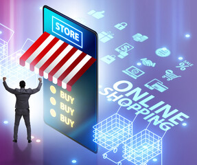 Online shopping concept with smartphone