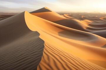 Fototapeta na wymiar Dunes in the desert. Background with selective focus and copy space. AI generated, human enhanced