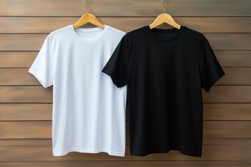 Stylish black and white men's t-shirts. Mockup for design with copy space for text. Design blank