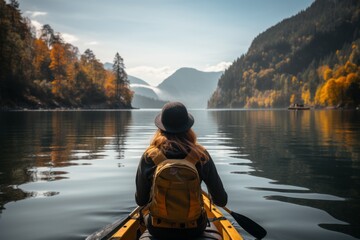Kayaking the concept of active recreation in travel. AI generated, human enhancement