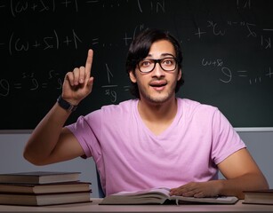 Young male student sitting in classroom