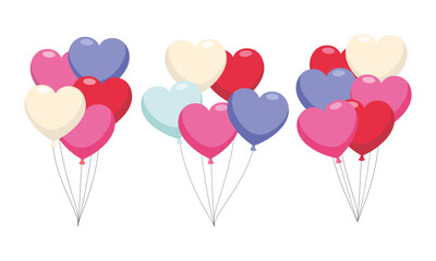 Vector cute and colorful decorative balloon bunches