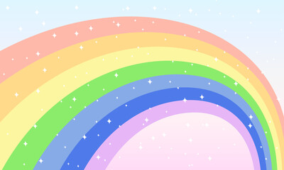 Vector cute hand drawn rainbow in pastel colors background