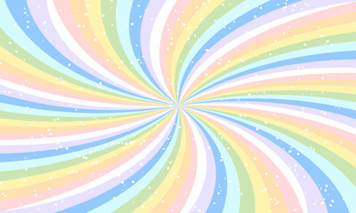 Vector rainbow swirl background with stars radial gradient rainbow of twisted spiral vector illustration