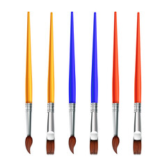 Vector realistic artist paintbrushes set. paint brush set for artist design or hobby