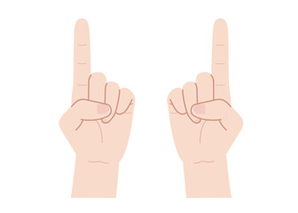 Vector illustration of two hands holding up index fingers
