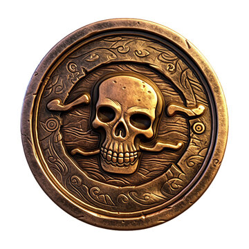 Cursed pirates coin game asset. isolated object, transparent background