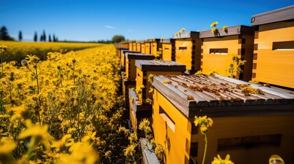 Golden Honey on Wooden Box: