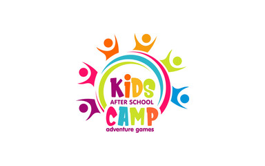 Illustration vector graphic of kids summer camp colour full logo design template
