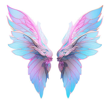 Enchanted fairy wings game asset. isolated object, transparent background