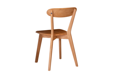 Wooden chair view from the side offset to the back