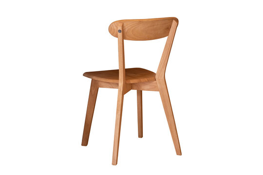 Wooden chair view from the side offset to the back