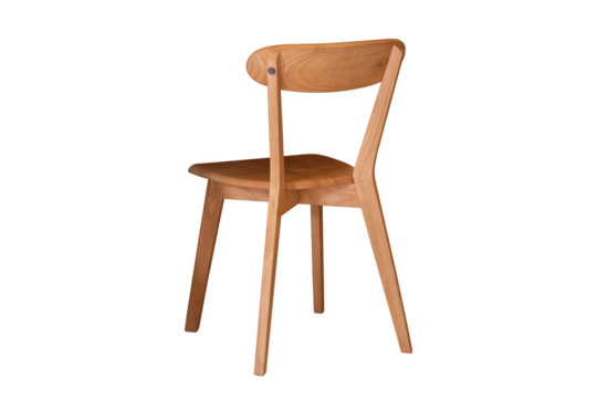 Wooden chair view from the side offset to the back