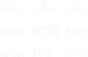 Sketch vector illustration view of bedroom interior architectural design