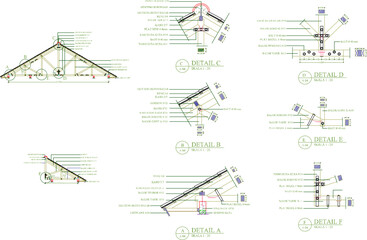 Vector illustration sketch of detailed architectural design of simple residential house roof easel