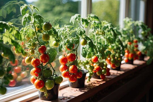 Tiny tomatoes are maturing on the shiny balcony, and the leaves of the plants have been harmed. The practice of cultivating self-pollinating vegetables indoors has been adopted, known as a window farm