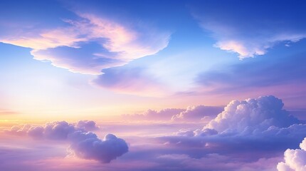 Naklejka na ściany i meble Mesmerizing Sunset Above the Clouds. Generative AI.