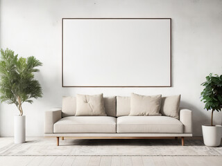 Frame mockup in living room design. 