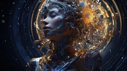 anthropomorphic Abyssinian stellar cartographer, digital art illustration