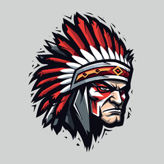 Apache Warrior Mascot Logo Design Vector, Modern Style for Badge, Emblem, and T-Shirt Printing Illustration for Esport and Sport Team