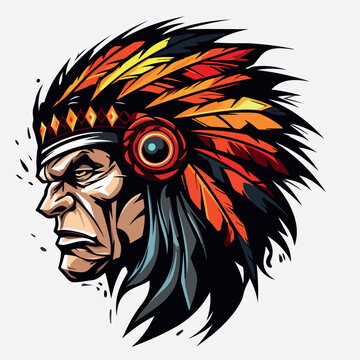 Apache Warrior Mascot Logo Design Vector, Modern Style for Badge, Emblem, and T-Shirt Printing Illustration for Esport and Sport Team