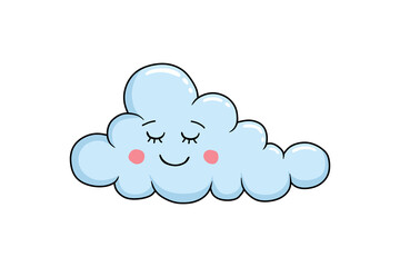 Weather cheerful cloud, with closed eyes