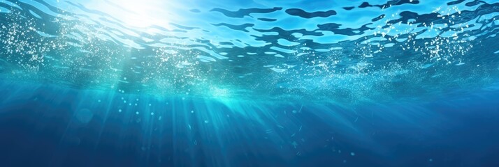 Fototapeta na wymiar Water surface with sunlight ray background. Generative AI