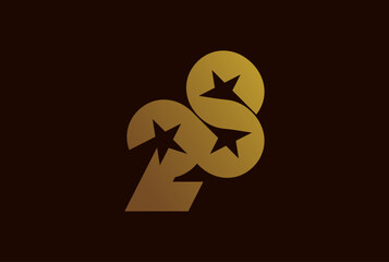 Number 28 Logo, Monogram number 28 formed from the infinity symbol with a star in the negative space, usable for business and anniversary logos, flat design logo template, vector illustration