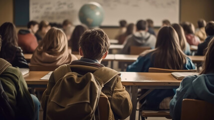 Students study in classroom