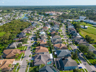 UAV photo of neighborhood near Clearwater Florida with city view and town view from above