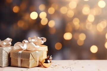 Christmas Background with Boxes and Decorations