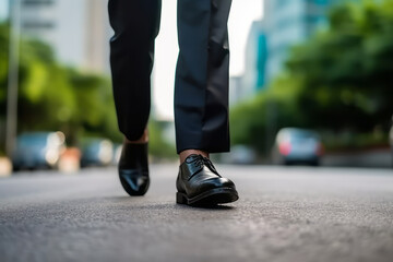 Naklejka premium Going businessman. Urban scene. Generated AI.