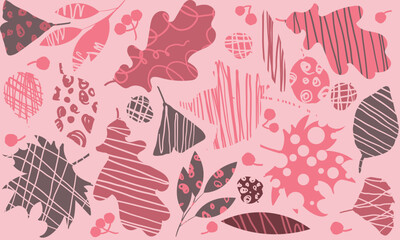 Autumn seamless pattern with different leaves and plants, seasonal colors. Autumn leaves seamless pattern wallpaper image