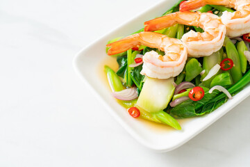 Spicy Chinese Kale Salad with Shrimp