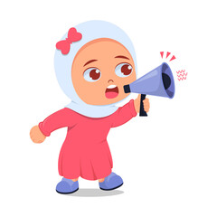 Cute girl screaming holding megaphone