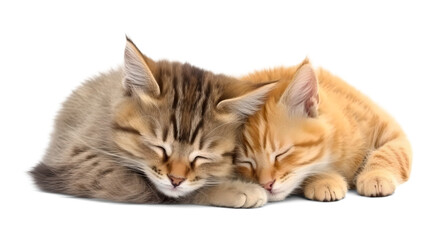 Obraz premium adorable cat sleeping peacefully, isolated background. Generative AI