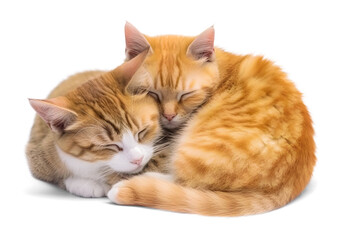Obraz premium adorable cat sleeping peacefully, isolated background. Generative AI