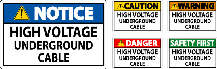 Danger Sign High Voltage Underground Cable