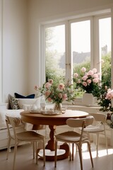 room with flowers. generative ai.