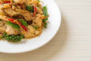 stir fried holy basil with fish and herb