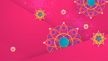 Diwali Festival Background with Round Floral Ornament - Diwali Background Template with Floral Ornate