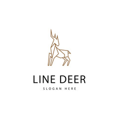 Deer Line logo design vector illustration