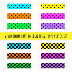 Vivid color patterned adhesive tape set