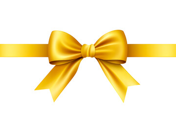 Yellow ribbon PNG with bow isolated on white and transparent background, ribbon png for christmas celebration Gift advertising concept - GENERATIVE AI