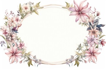 Fototapeta premium Vintage Luxury wedding invitation card template. template, Water Color Pastel Flower and bloom, Wedding decorative perfect rectangle frame border with gold line art, leaves branches, foliage. Elegant
