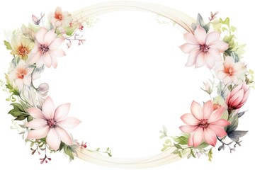 Obraz premium Vintage Luxury wedding invitation card template. template, Water Color Pastel Flower and bloom, Wedding decorative perfect rectangle frame border with gold line art, leaves branches, foliage. Elegant