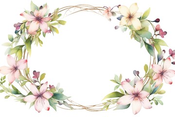 Obraz premium Vintage Luxury wedding invitation card template. template, Water Color Pastel Flower and bloom, Wedding decorative perfect rectangle frame border with gold line art, leaves branches, foliage. Elegant